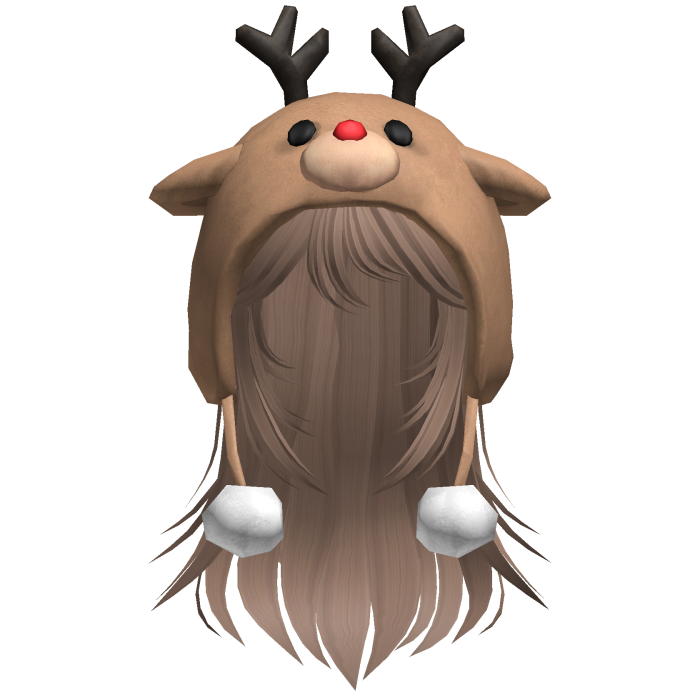 Christmas Reindeer Beanie w Flowy Hair Milktea