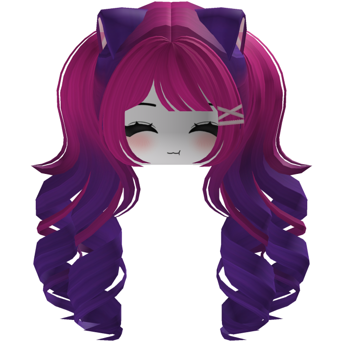 Cute hair emo Y2K cat-ear braids (Pink-purple)