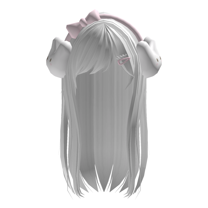 White Kawaii Vkei Moe Hair W/ Pink Headband