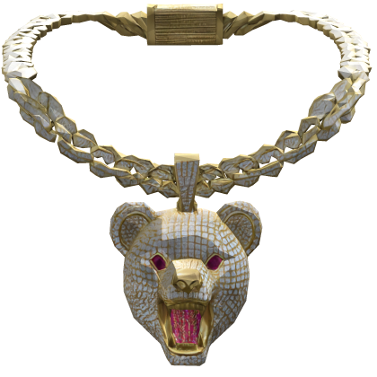 Iced Out  Iced Roaring Bear Head Chain 1.0