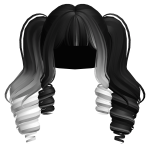 Cute Coiled Curly Pigtails w/ Bang (Black & White)