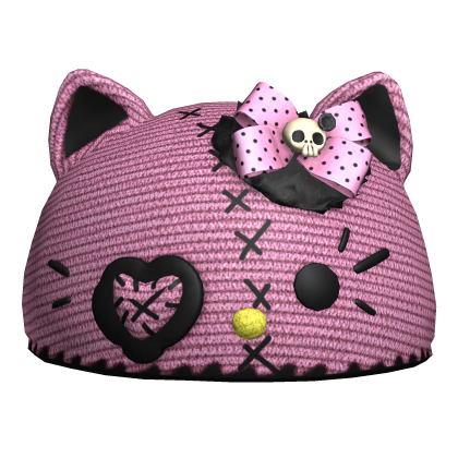 Pink Cute Kitty Halloween Beanie Roblox item
