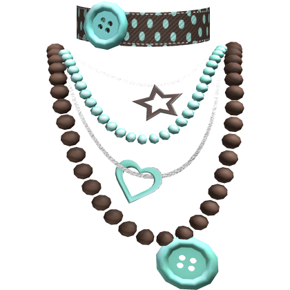 Mint Choco Layered Pearl Necklace Button Choker Roblox item