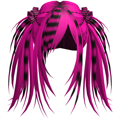 Black Pink Scene Emo Spikey Messy Pigtails