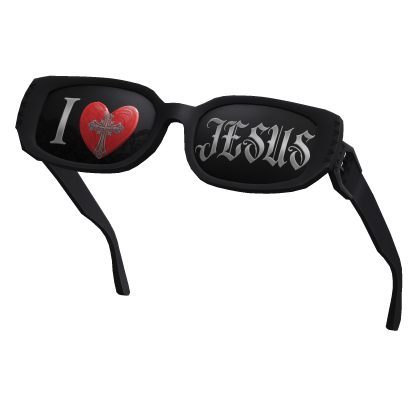 Chrome 'I Heart Jesus' Raised Sunglasses