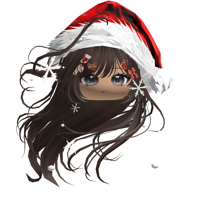 Windy Anime Hair w/Santa Hat (Brown)
