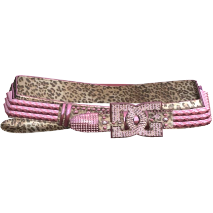 Y2K Gyaru DC Rhinestone Pink Leopard McBling Belt | Roblox
