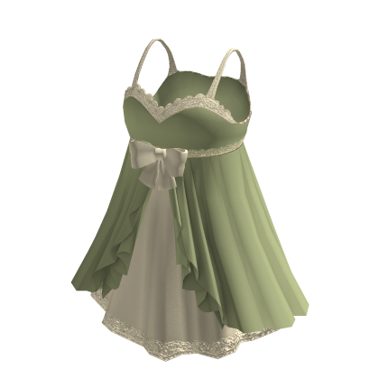 🍀Ruffle Lace Strap Dress (Green)