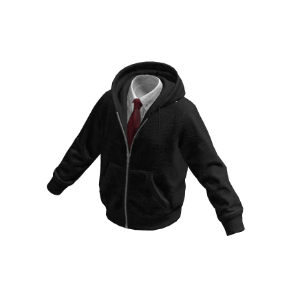 Black Layered Hoodie w/ Shirt & Tie 