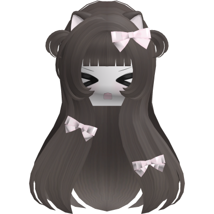 Kawaii Brown Long Flowy Hair /w Bows