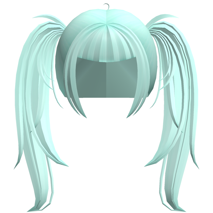 alt y2k messy straight pigtails in teal