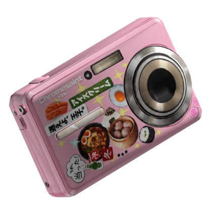 Pink Y2k 2000s Thrifted Camera With Stickers 