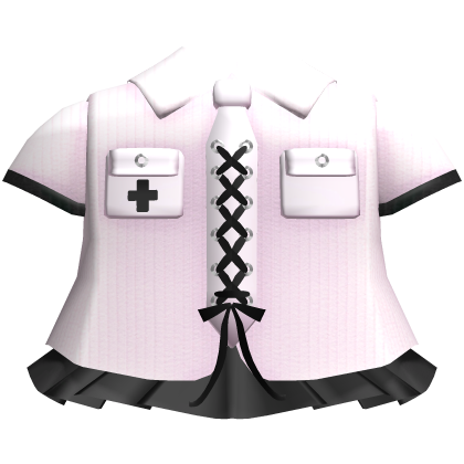 Gothic emo school laced button dress in pink black Roblox item