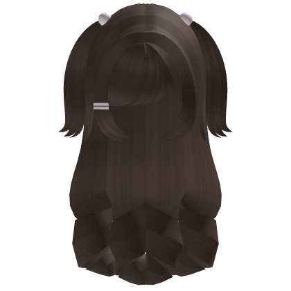 ♡ brown long tuft cute kawai curly hair Roblox item