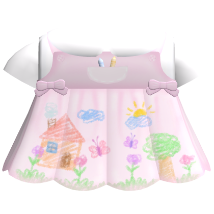 ♡ ꒰cutesy drawing on mi dress, pink. . .꒱♡ Roblox item