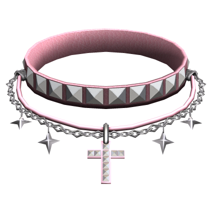 Pink Gothic Choker w Layered Necklaces Studded Roblox item
