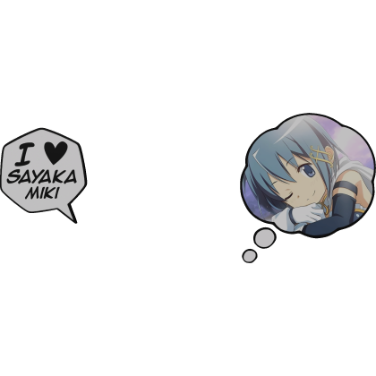 Sayaka Miki Thinking Bubble + I Love Text