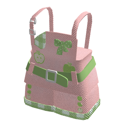 Cute Pink & Green Plaid Igari Apple Overalls thumbnail