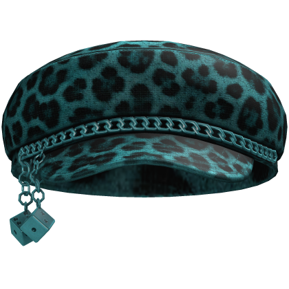 Trendy Chain Cheetah Print Beret (Cyan) Roblox item