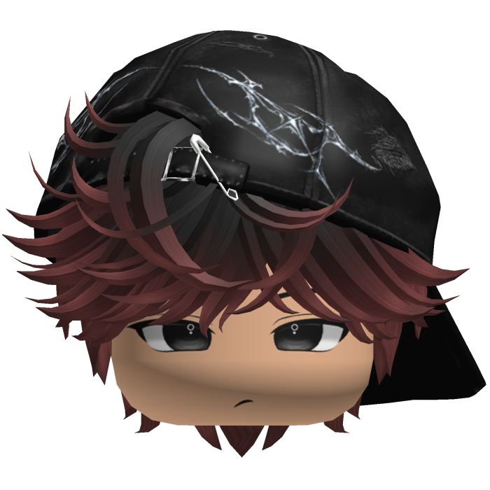 Cute Black And Red emo hair with Y2K cap black