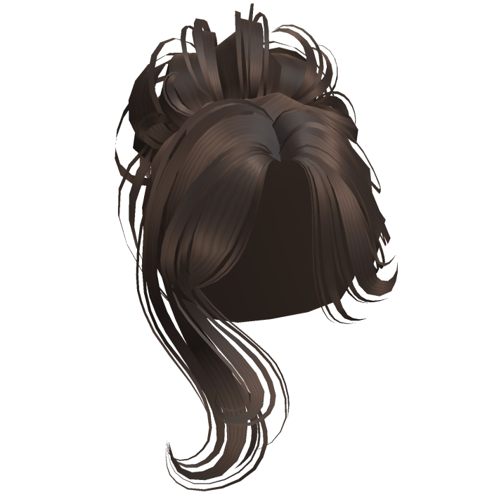 Brown Messy Bun Hair with Long Bangs