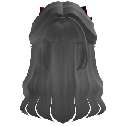 Flowy Half up Hair w/ red bow ( light silver )