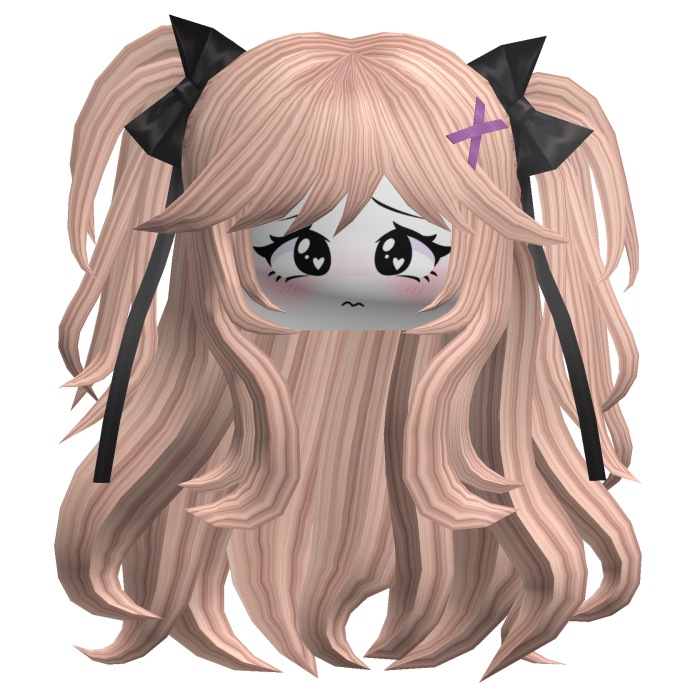 Blonde Wavy Cute Girl Twin Tails Black Bows