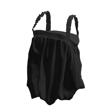 💜 Ruffled Strap Bubble Cami Top_Black