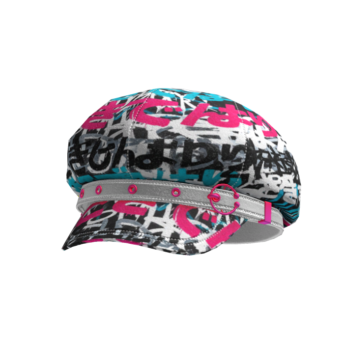 Goth Style Blue Pink White Graffiti Hat