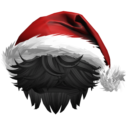 Messy Fluffy black Hair a Santa Hat Y2k