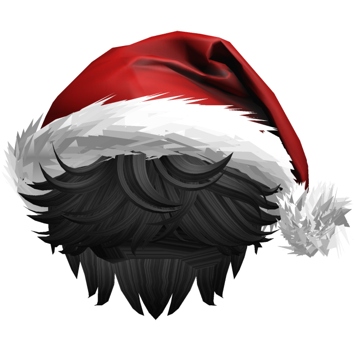 Messy Fluffy black Hair a Santa Hat Y2k