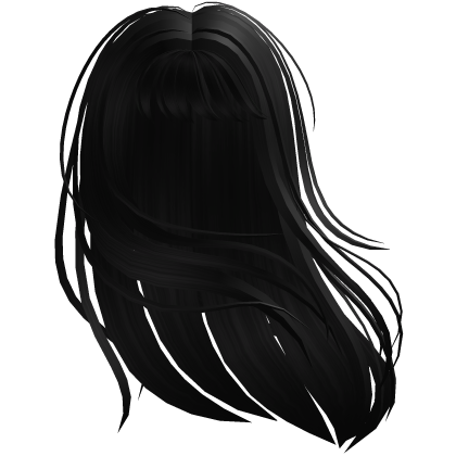 ♡ black long windey messy hair Roblox item
