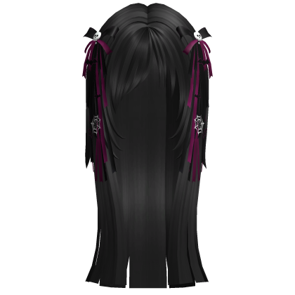 cute halloween hair w plum purple bows black Roblox item