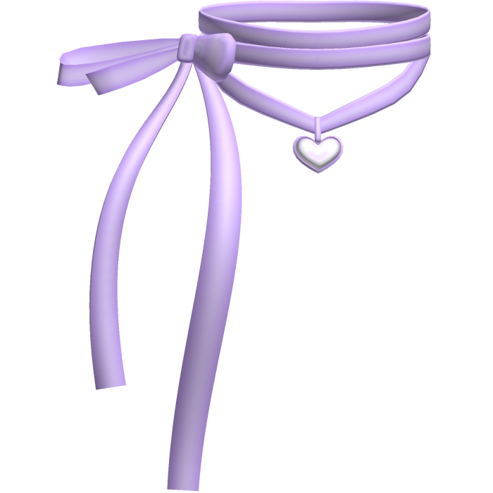 Purple Kawaii Heart Charm Coquette Ribbon Choker