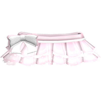 adorable polka dot pink ruffle skirt w white bow