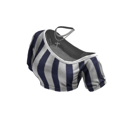 Cozy OffShoulderStripedTopNecklace(DarkBlueWhite) 