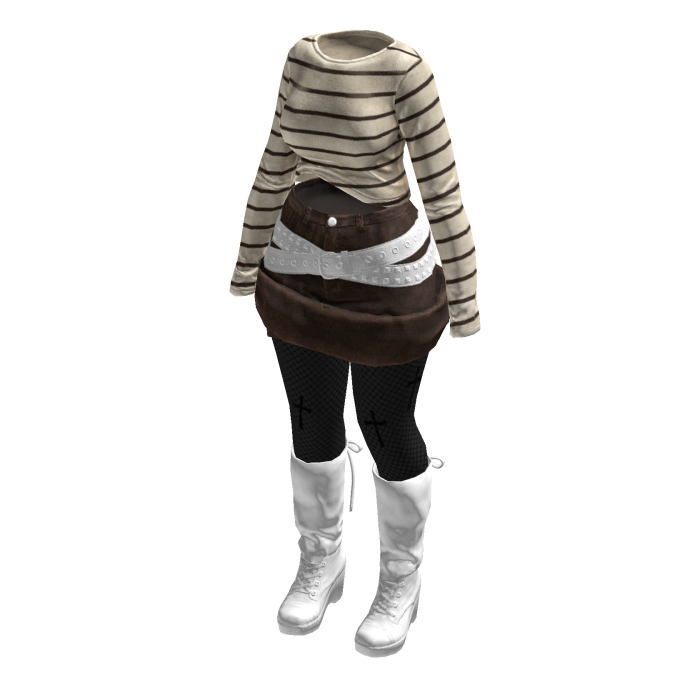 Dark Y2K Striped Sweater Gothic Tights(CreamBrown)