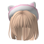 Cute Short Bob Hair with White Cat Beret (Blonde)