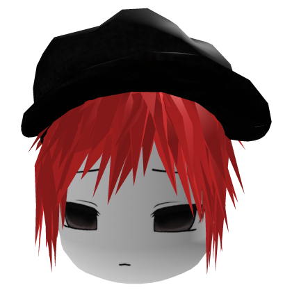 Emo Red Anime Hair Pink Tips Beret Y2K Goth Roblox item