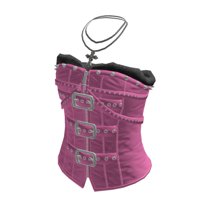 Studded Buckle Corset Top (Pink)