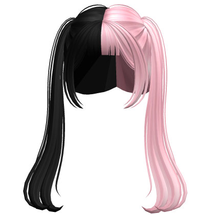 Long Anime TwinTails w/ Bnags (Black & Pink) Roblox item