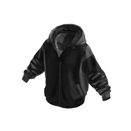 Black Panel Zip-Up Hoodie