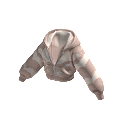 Cropped Cream Heart Hoodie