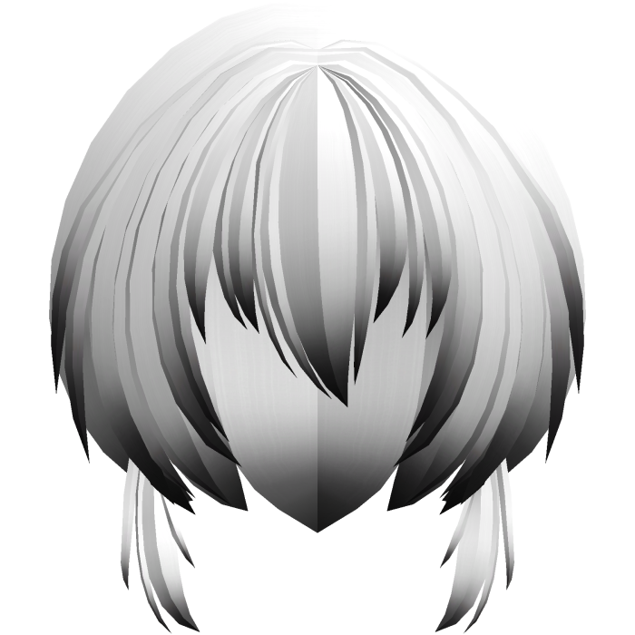 fluffy moe anime short side hair white black