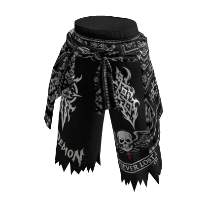 Low waist torn Black Tribal shirt tied jorts thumbnail