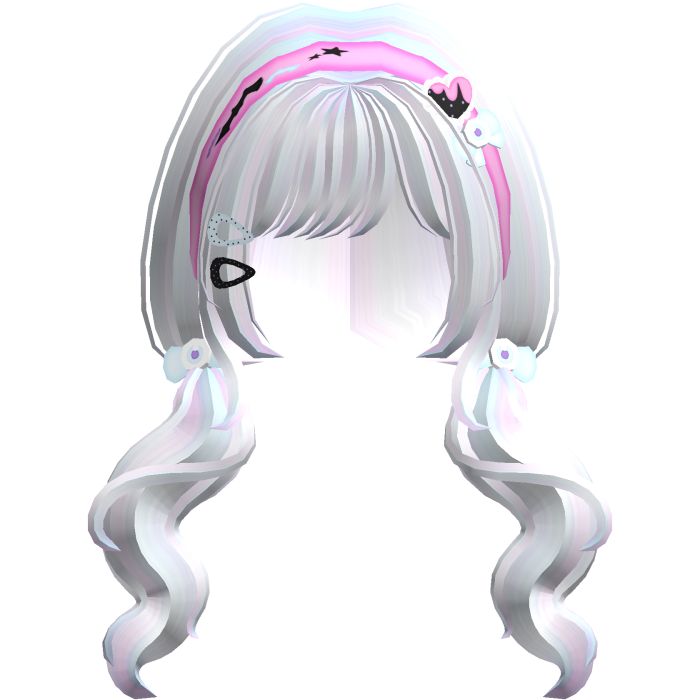 white pastel pigtails with goth headband