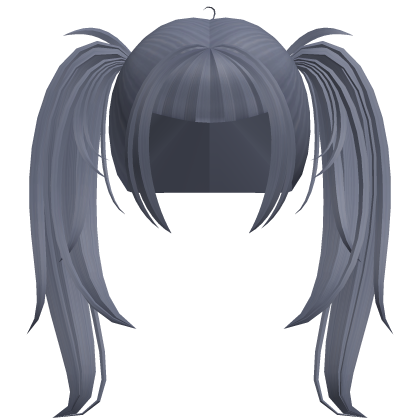 alt y2k messy straight pigtails in greyish blue