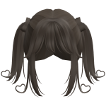 Long Brown Straight Cute Heart Pigtail Hair - RBCs