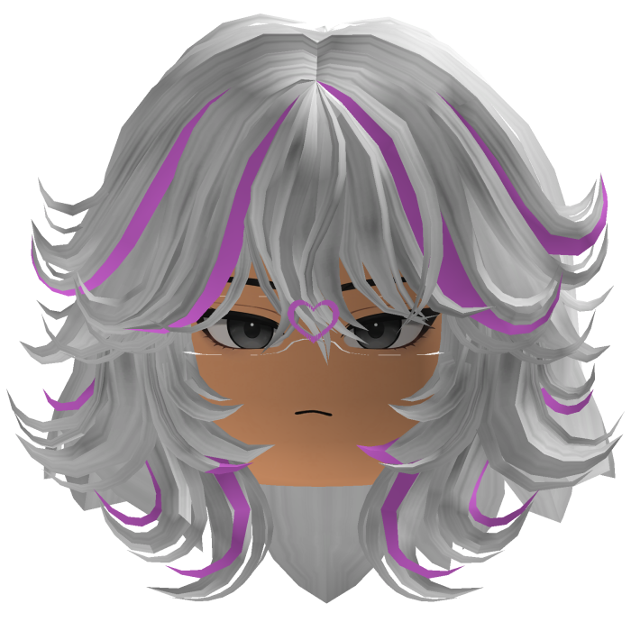 White Y2K Girl Hair Pink Streaks ANIMATED