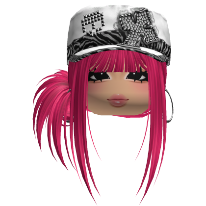 Gyaru Side Bun Hair w/ Zebra Cap & Earrings